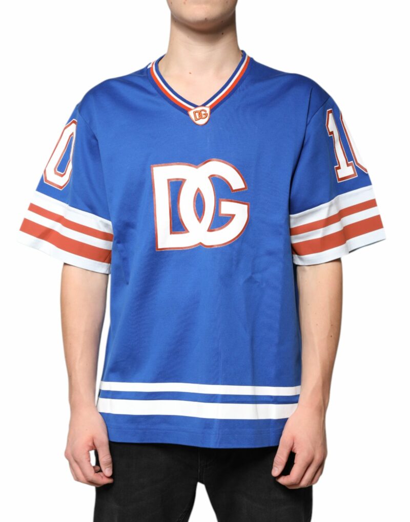 Dolce & Gabbana Blue Logo V-neck Short Sleeve T-shirt - Image 2