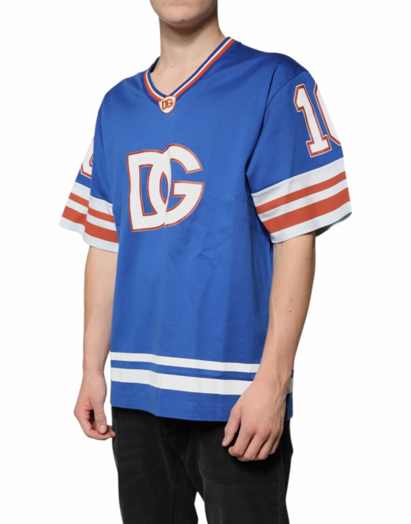 Dolce & Gabbana Blue Logo V-neck Short Sleeve T-shirt - Image 3