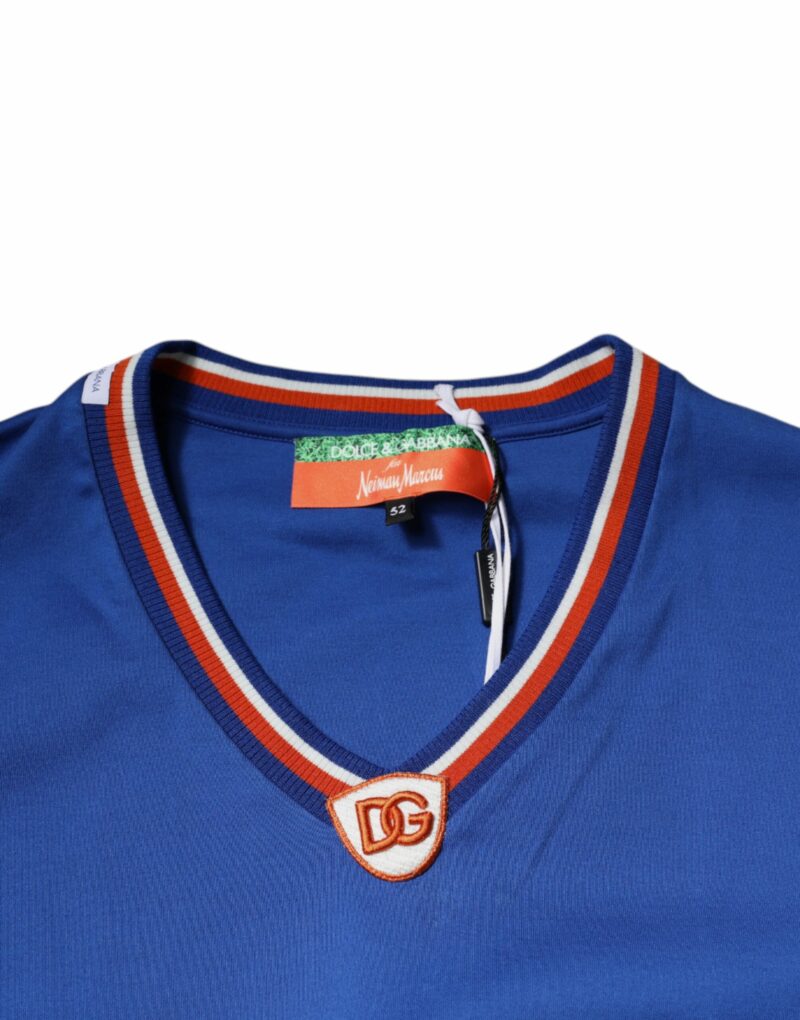 Dolce & Gabbana Blue Logo V-neck Short Sleeve T-shirt - Image 7