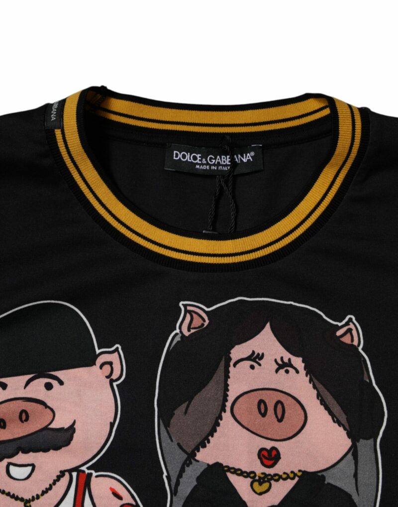 Dolce & Gabbana Black 2019 Year Of The Pig Crew Neck T-shirt - Image 4