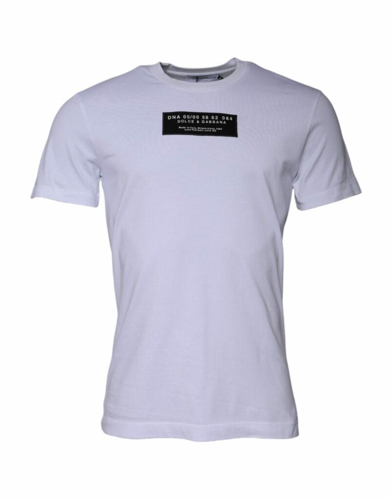 Dolce & Gabbana White Logo Print Cotton Crew Neck T-shirt - Image 2