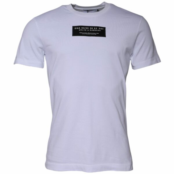 Dolce & Gabbana White Logo Print Cotton Crew Neck T-shirt