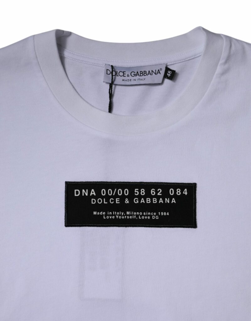 Dolce & Gabbana White Logo Print Cotton Crew Neck T-shirt - Image 4