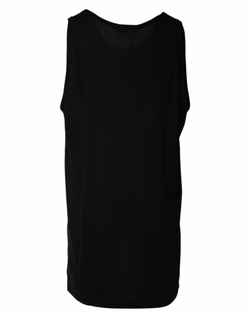 Dolce & Gabbana Black Cotton Sleeveless Round Neck Tank T-shirt - Image 3