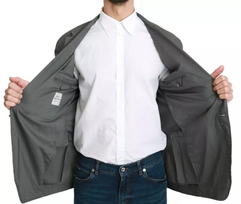 Dolce & Gabbana Gray Cotton Single Breasted Formal Blazer - Image 7