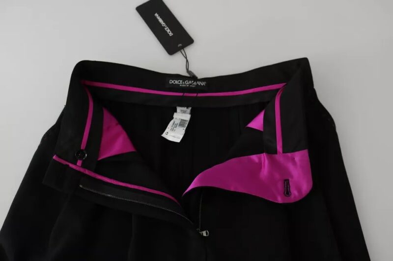 Dolce & Gabbana Black Wool High Waist Pleat Front Cropped Pants - Image 5