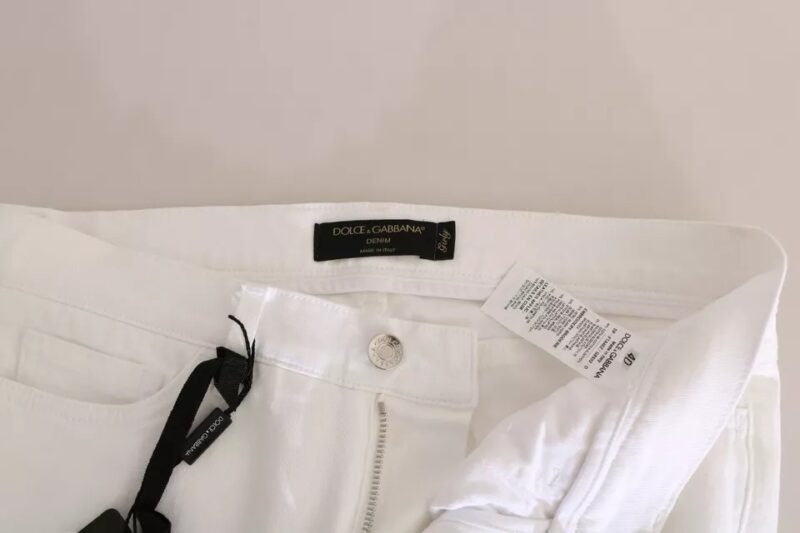 Dolce & Gabbana White Crystal Embellished Skinny Jeans - Image 8