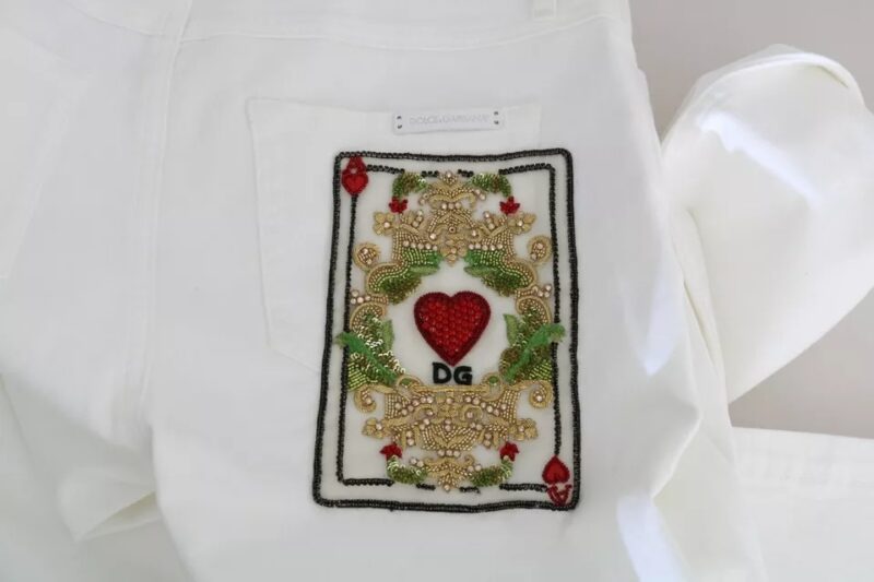 Dolce & Gabbana White Crystal Embellished Skinny Jeans - Image 7