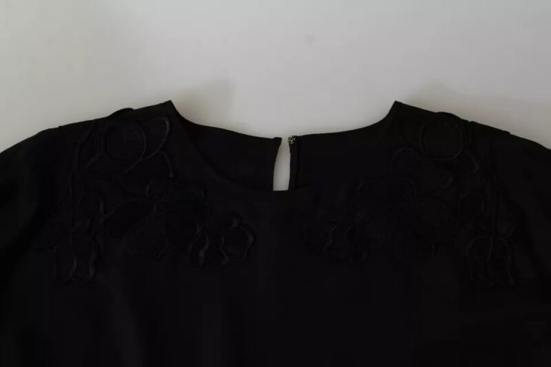 Dolce & Gabbana Black Floral Embroidered Blouse Silk Top - Image 7