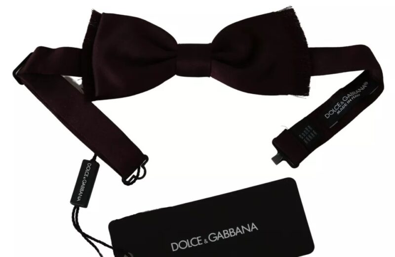 Dolce & Gabbana Bordeaux Red Silk Solid Classic Bowtie - Image 4