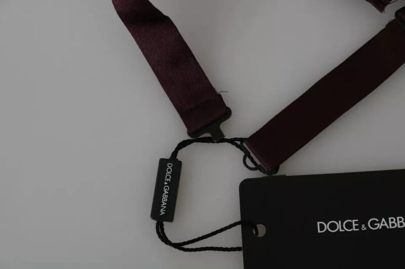 Dolce & Gabbana Bordeaux Red Silk Solid Classic Bowtie - Image 5