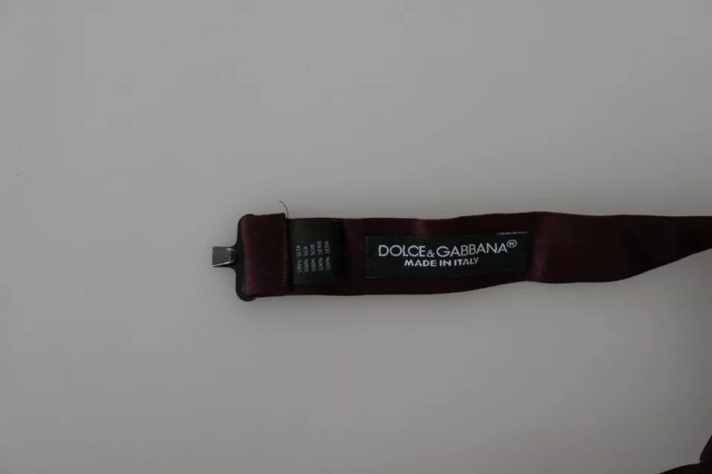Dolce & Gabbana Bordeaux Red Silk Solid Classic Bowtie - Image 6
