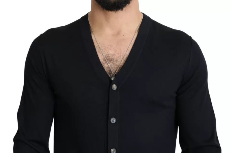 Dolce & Gabbana Black Wool Button Down Men Cardigan Sweater - Image 5