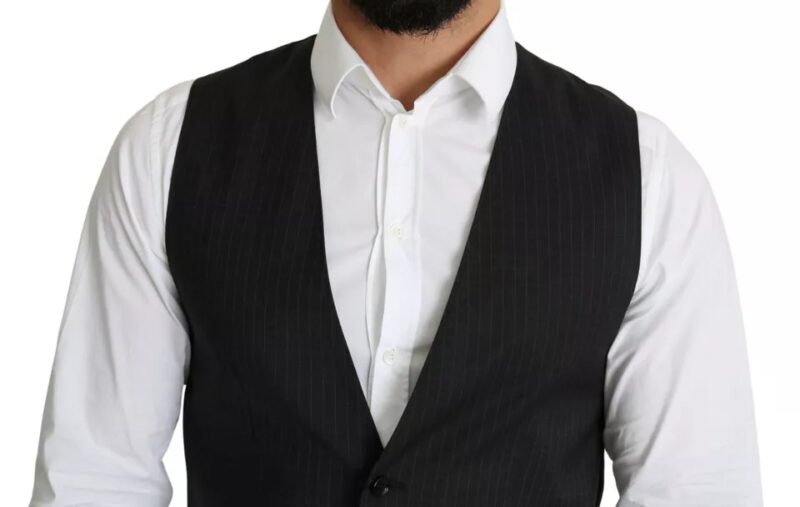 Dolce & Gabbana Black Men Formal STAFF Dress Waistcoat Vest - Image 6