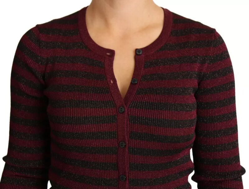 Dolce & Gabbana Black Red Striped Womens Cardigan Sweater - Image 4