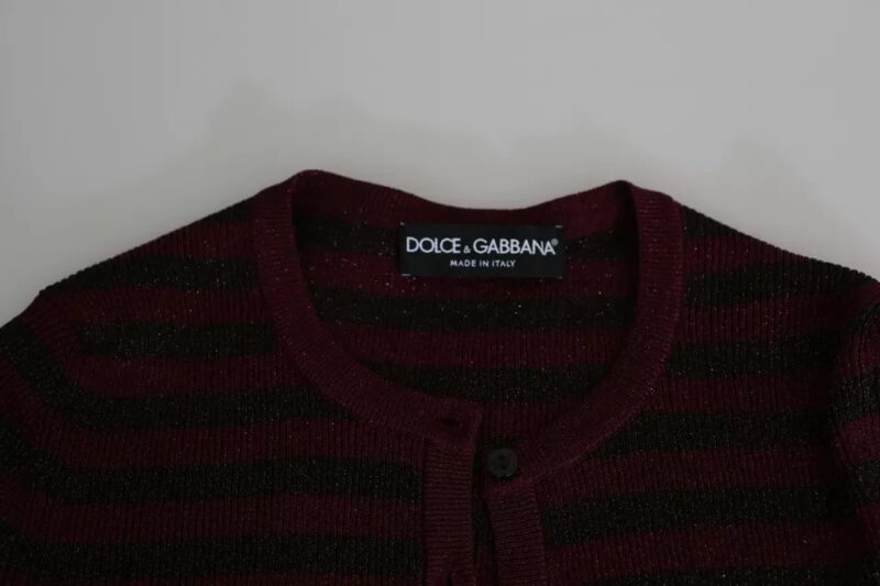 Dolce & Gabbana Black Red Striped Womens Cardigan Sweater - Image 6