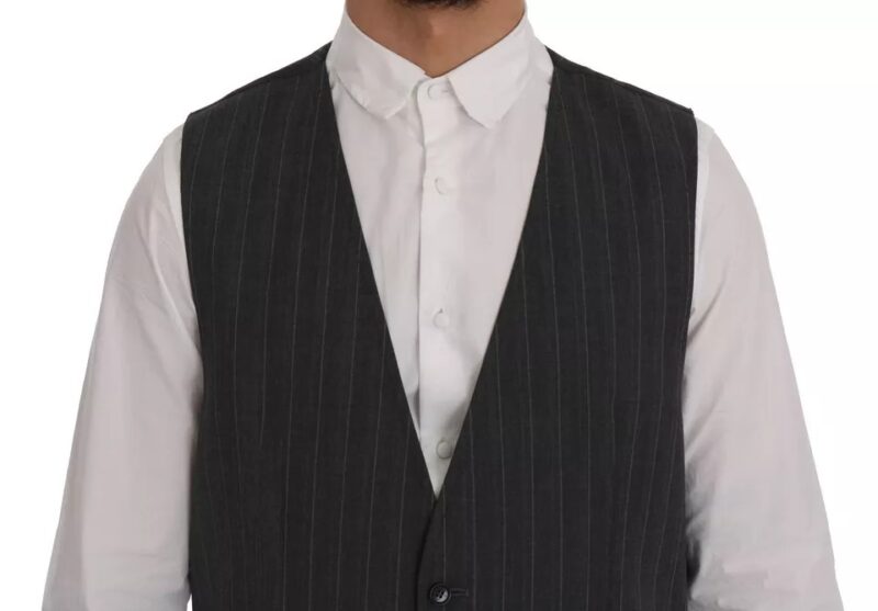 Dolce & Gabbana Gray Wool Stretch Gilet Waistcoat Vest - Image 4