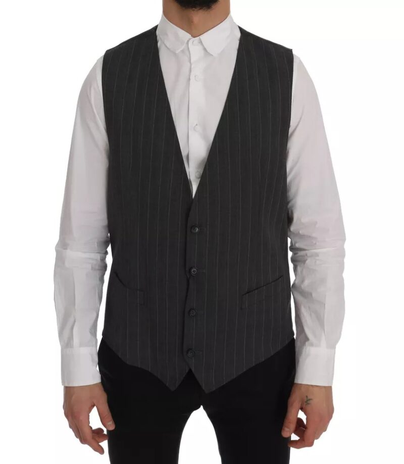 Dolce & Gabbana Gray Wool Stretch Gilet Waistcoat Vest - Image 6