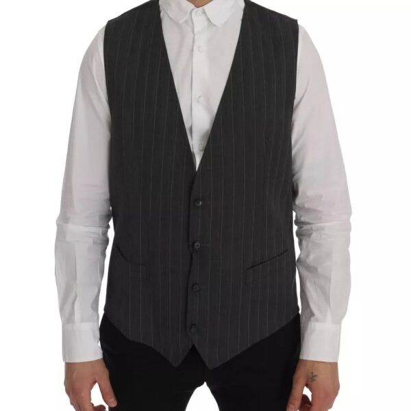 Dolce & Gabbana Gray Wool Stretch Gilet Waistcoat Vest