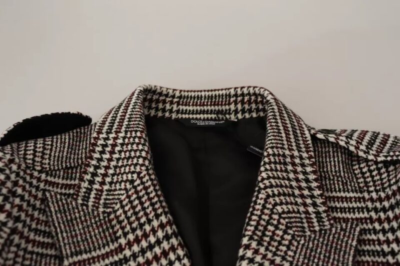 Dolce & Gabbana Gray Check Plaid Long Trench Coat Jacket - Image 8