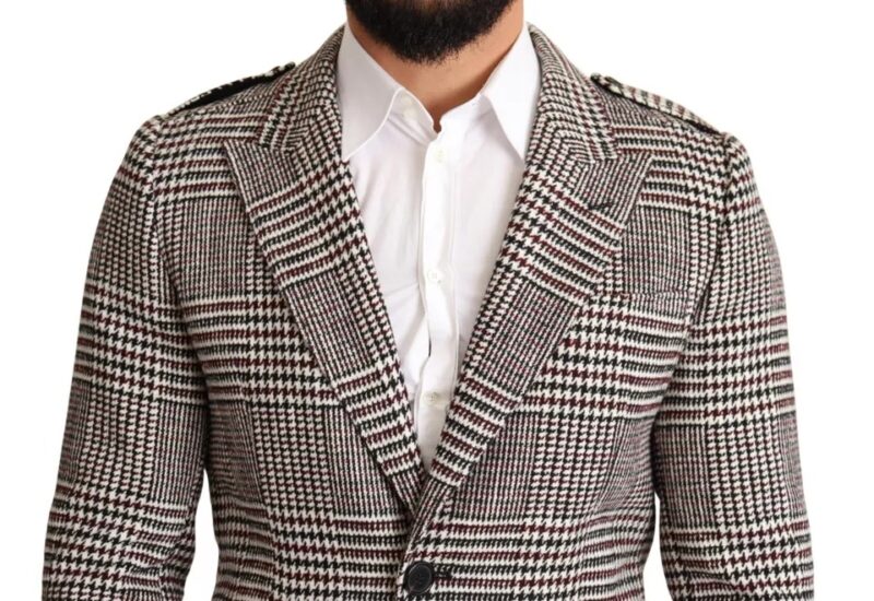 Dolce & Gabbana Gray Check Plaid Long Trench Coat Jacket - Image 6