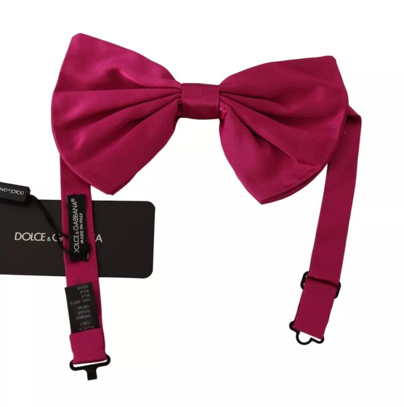 Dolce & Gabbana Pink Silk Adjustable Neck Bow Tie Men - Image 2