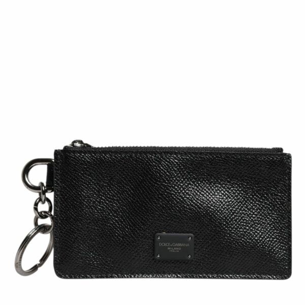 Dolce & Gabbana Black Calfskin Leather DG Logo Card Holder Wallet