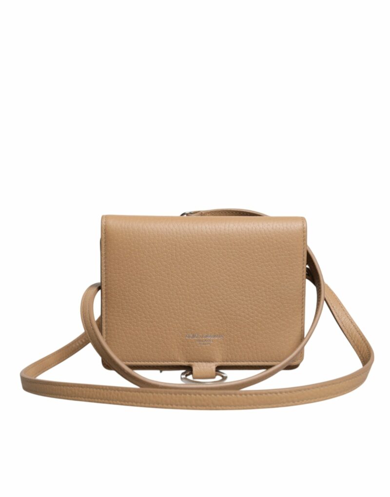 Dolce & Gabbana Beige Calf Leather Bifold Crossbody Sling Wallet - Image 3