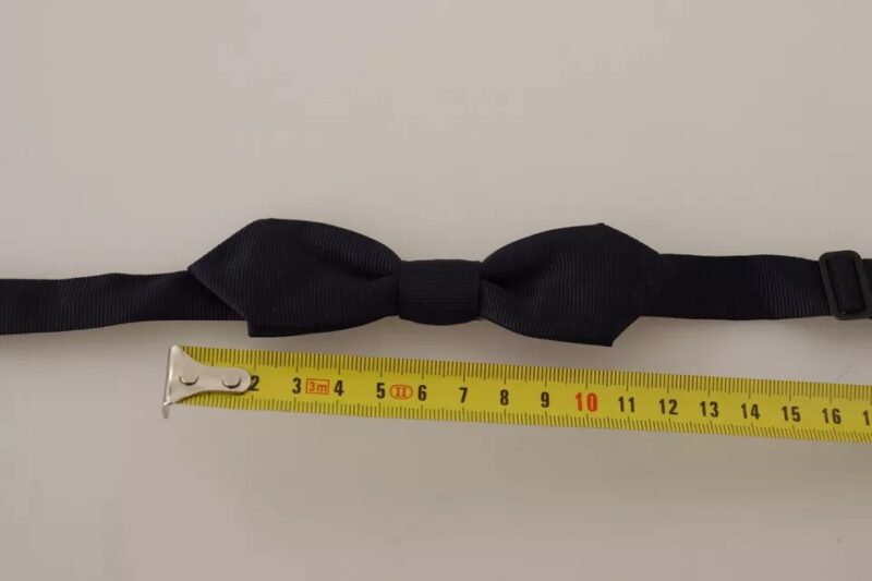 Dolce & Gabbana Blue Solid 100% Silk Adjustable Neck Bow Tie - Image 6