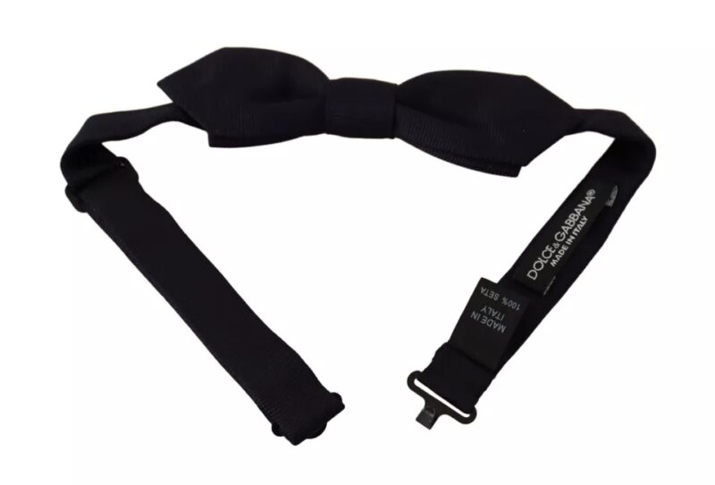Dolce & Gabbana Blue Solid 100% Silk Adjustable Neck Bow Tie - Image 2