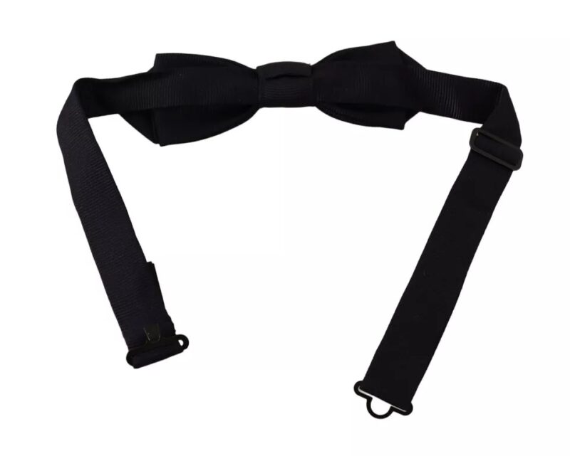 Dolce & Gabbana Blue Solid 100% Silk Adjustable Neck Bow Tie - Image 3