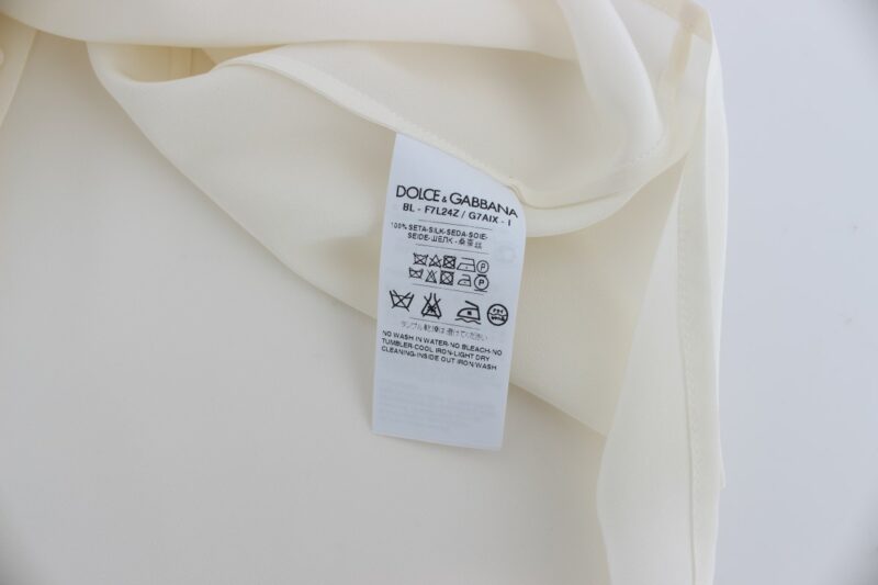 Dolce & Gabbana Ivory Sequined Silk Blouse Top - Image 8