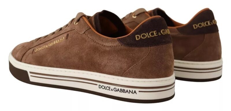 Dolce & Gabbana Brown Suede Logo Low Top Sneakers Men Shoes - Image 4