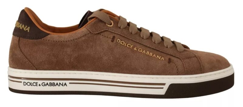 Dolce & Gabbana Brown Suede Logo Low Top Sneakers Men Shoes - Image 7