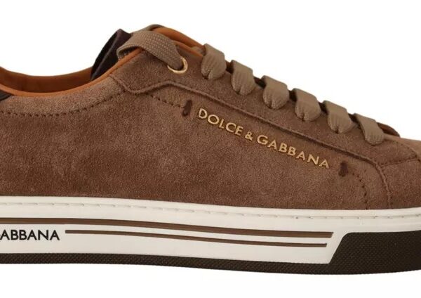 Dolce & Gabbana Brown Suede Logo Low Top Sneakers Men Shoes
