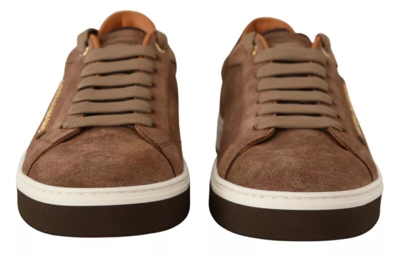 Dolce & Gabbana Brown Suede Logo Low Top Sneakers Men Shoes - Image 8