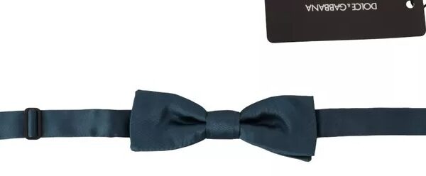 Dolce & Gabbana Blue 100% Silk Adjustable Neck Bow Tie Mens
