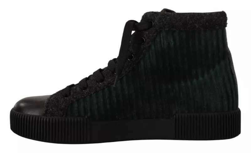 Dolce & Gabbana Green Corduroy High Tops Sneakers Mens Casual Shoes - Image 6
