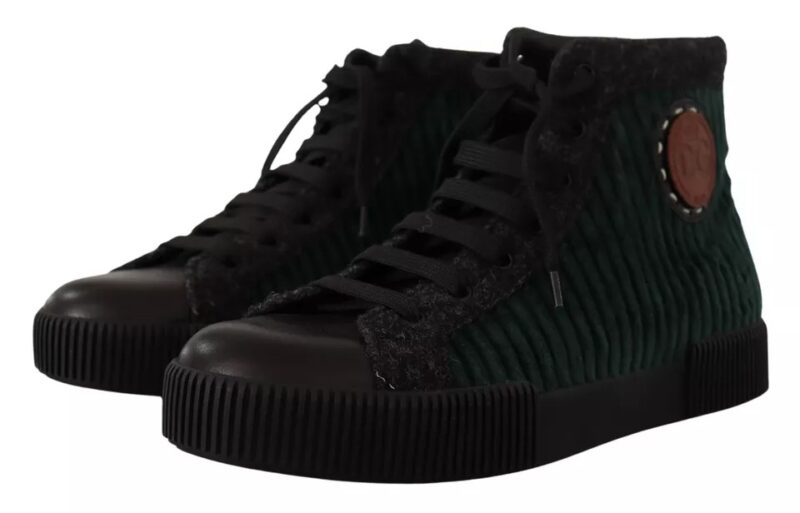 Dolce & Gabbana Green Corduroy High Tops Sneakers Mens Casual Shoes - Image 8