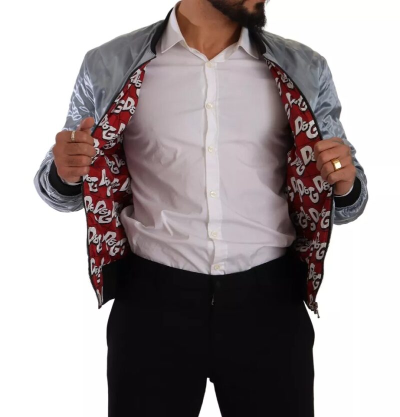 Dolce & Gabbana Light Blue Bomber Coat Men Jacket - Image 2