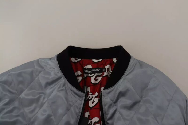 Dolce & Gabbana Light Blue Bomber Coat Men Jacket - Image 7