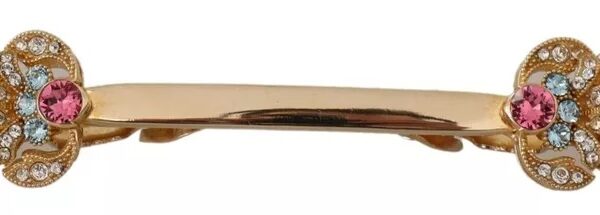 Dolce & Gabbana Gold Plated 925 Sterling Silver Crystal Collar Stop Brooch