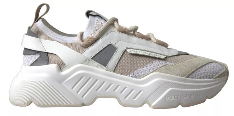 Dolce & Gabbana White Beige Leather Sport DAYMASTER Shoes Sneakers - Image 6