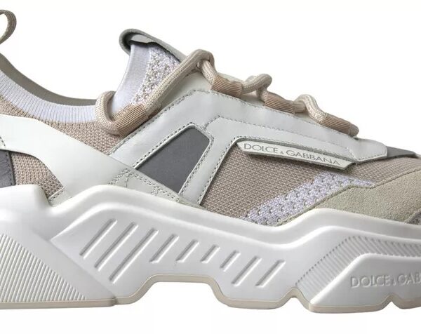 Dolce & Gabbana White Beige Leather Sport DAYMASTER Shoes Sneakers