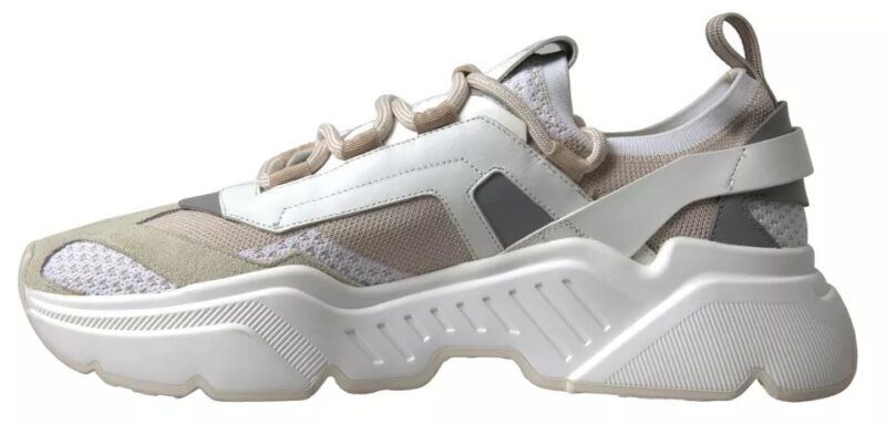 Dolce & Gabbana White Beige Leather Sport DAYMASTER Shoes Sneakers - Image 8