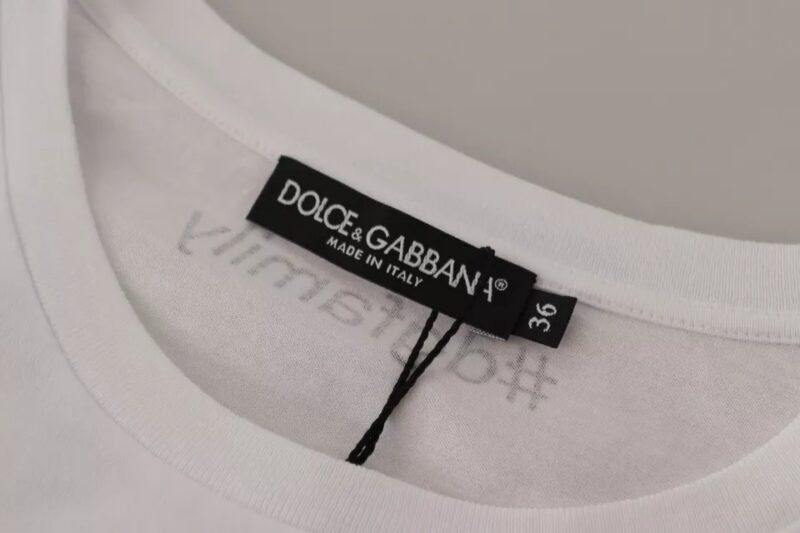 Dolce & Gabbana White #DGFamily Patch Top Cotton T-shirt - Image 8