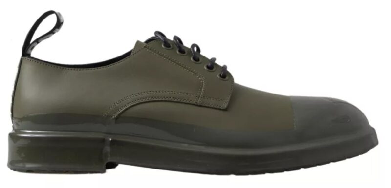 Dolce & Gabbana Green Leather Rubber Sole Dress Shoes - Image 5