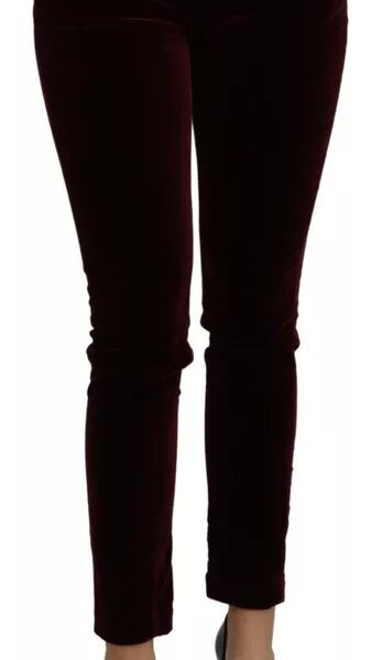 Dolce & Gabbana Bordeaux Velvet Stretch Slim Fit Pants