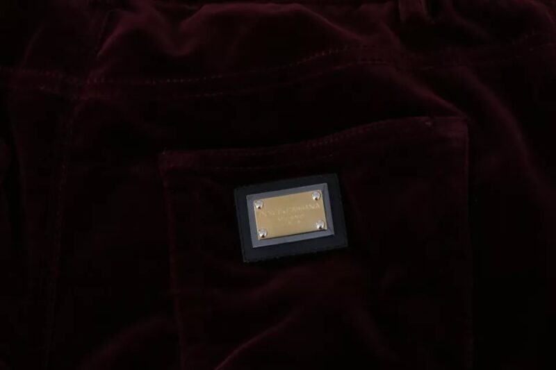 Dolce & Gabbana Bordeaux Velvet Stretch Slim Fit Pants - Image 5