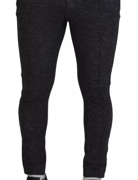 Dolce & Gabbana Gray Chevron Viscose Skinny Pants